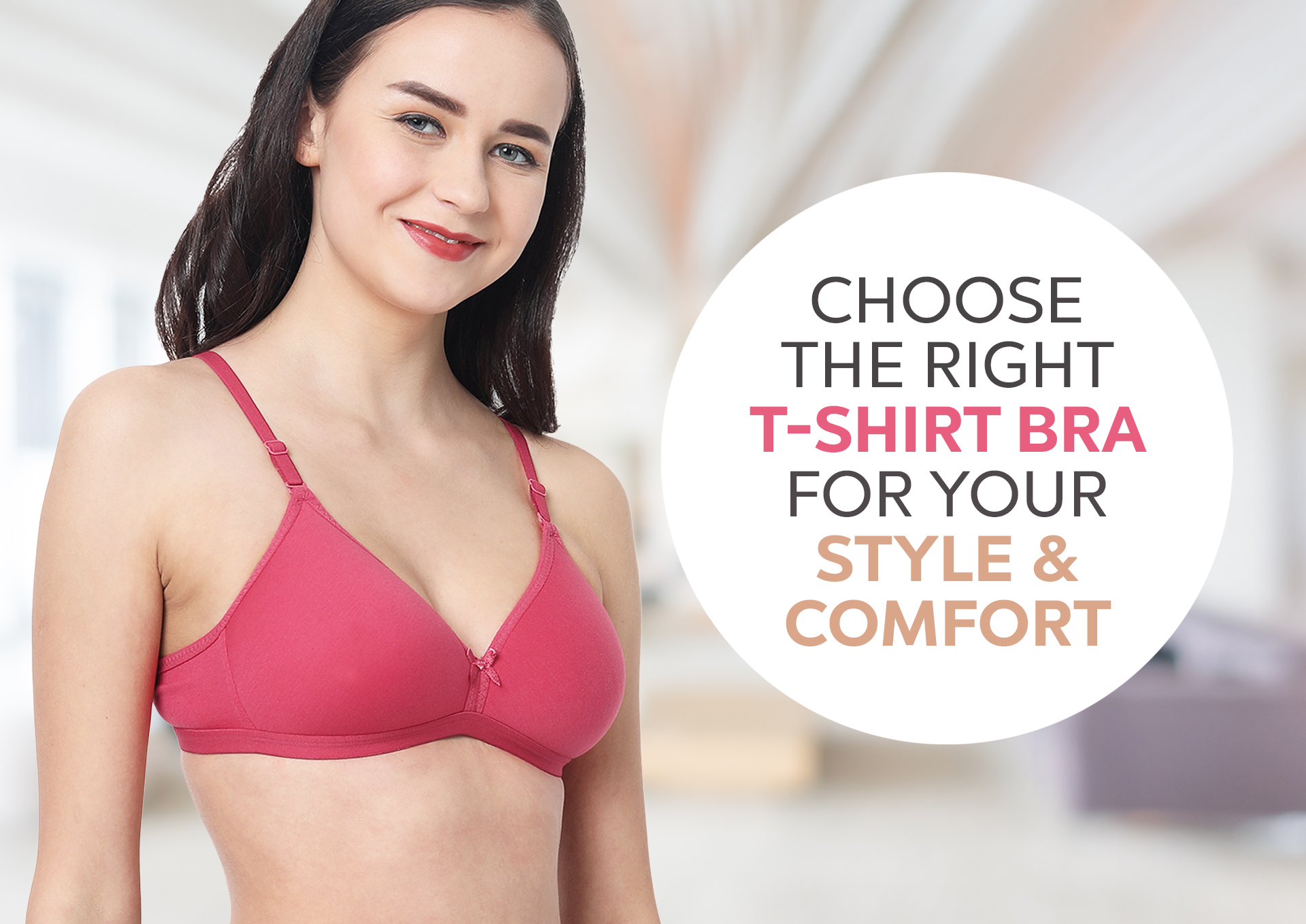 Feminine underwired bra suitable for thin and tight fitting clothes