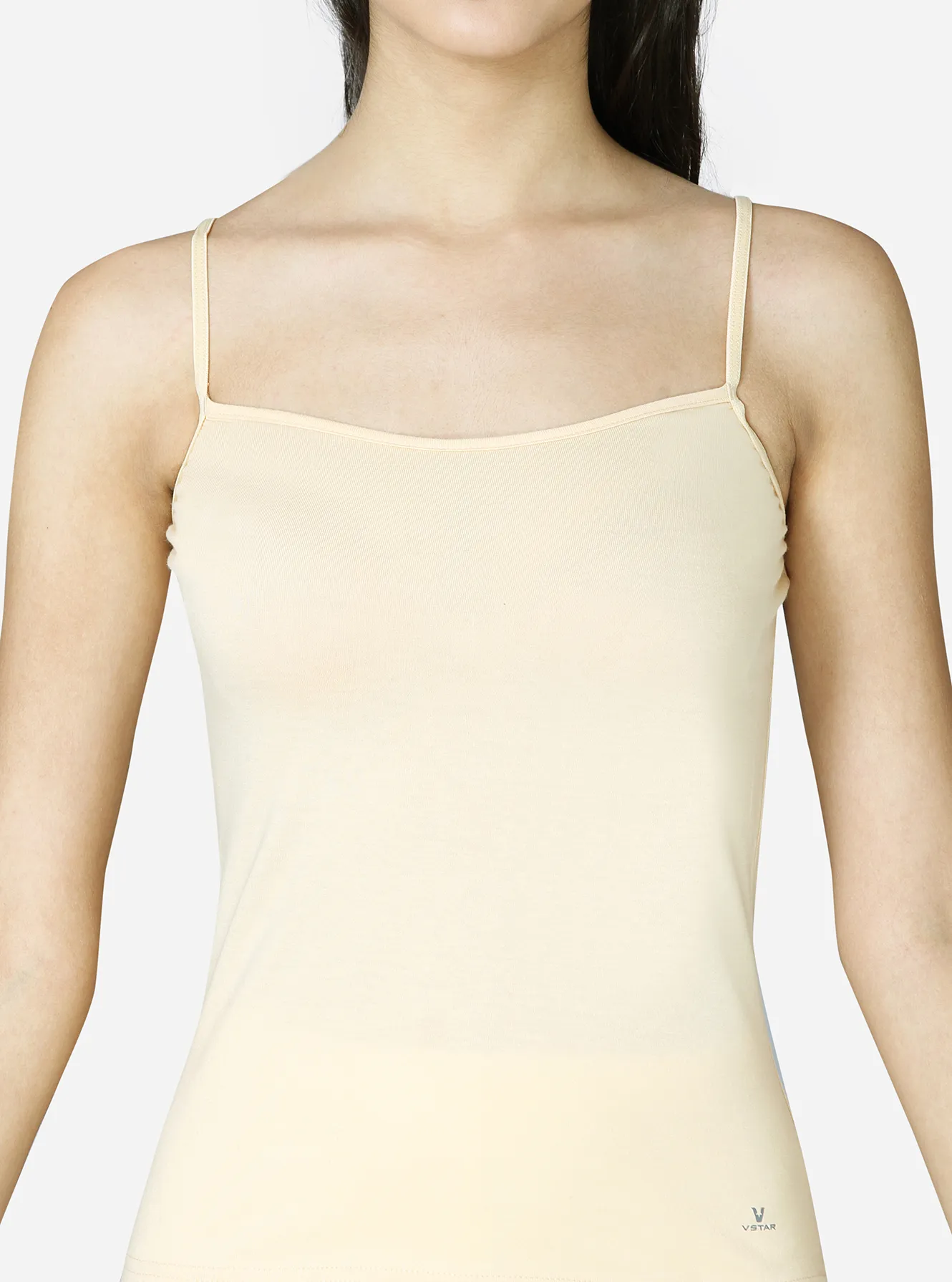 Deep neckline modern fit cotton camisole with adjustable straps