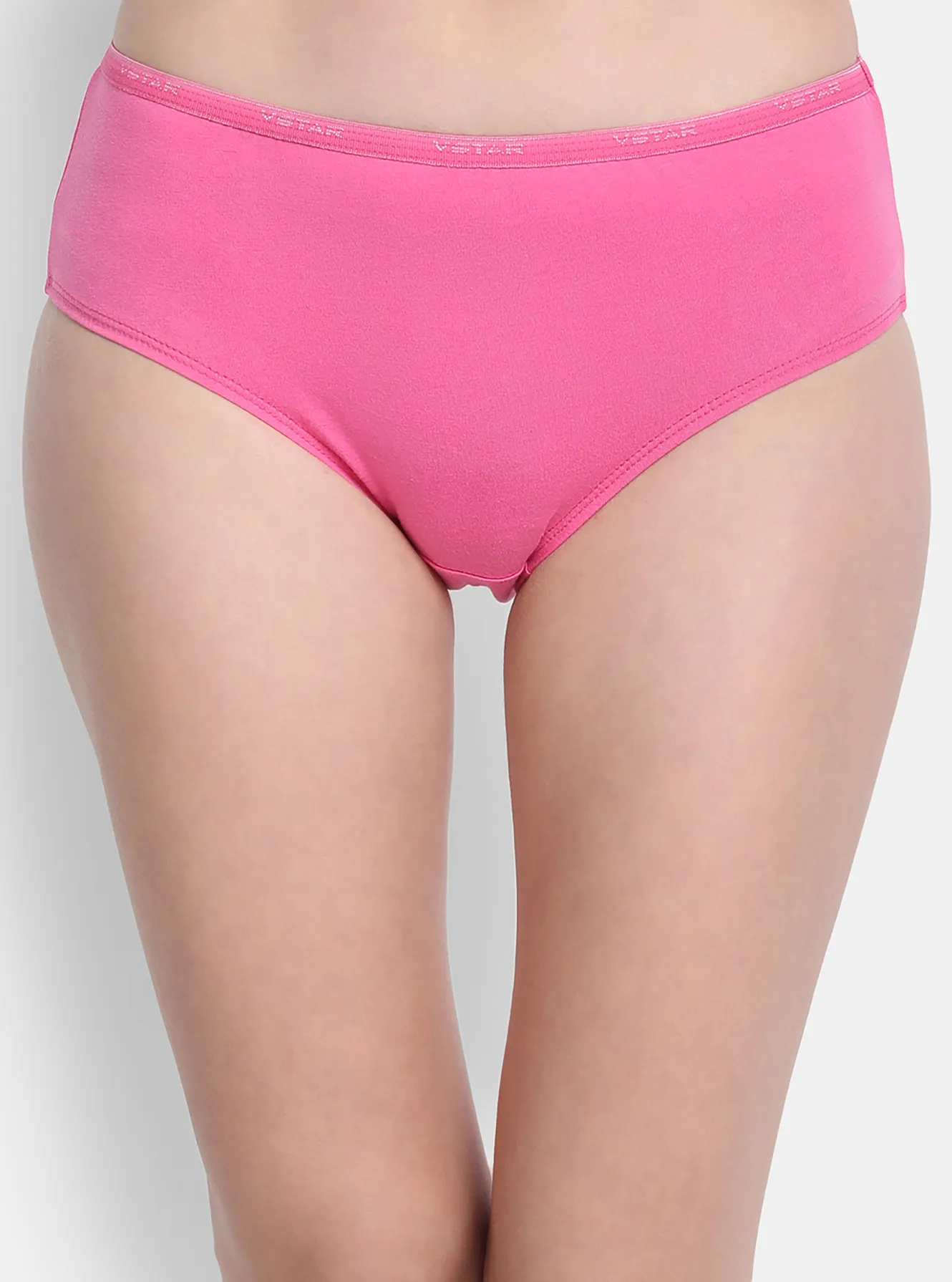 High rise, hipster cut panty with thin outer elastic waistband