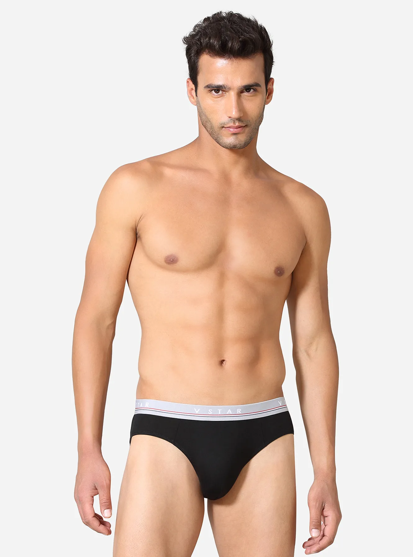 Premium cotton low rise brief with outer elastic waistband - Pack
