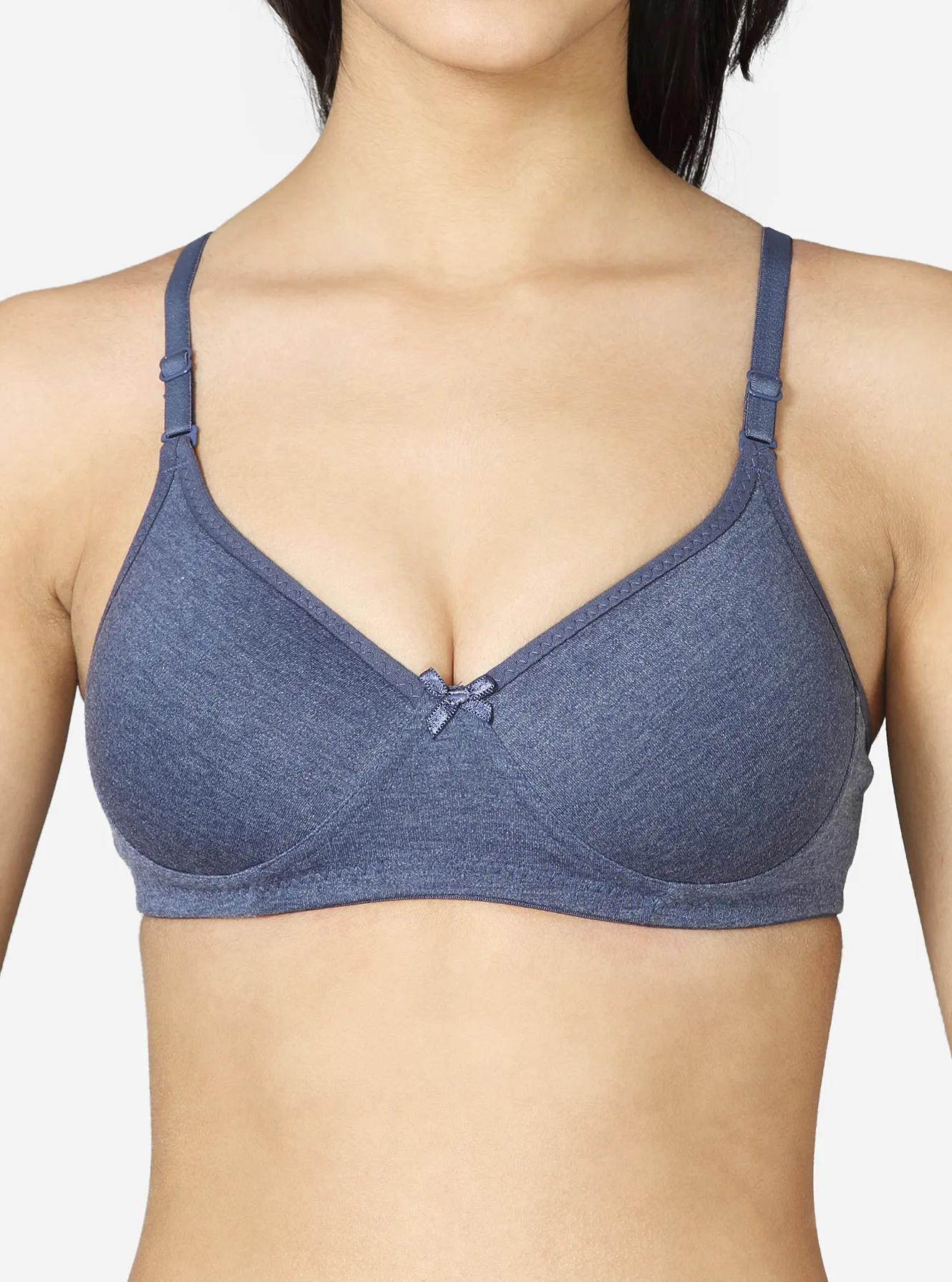 Melange fabric padded wire-free medium coverage bra