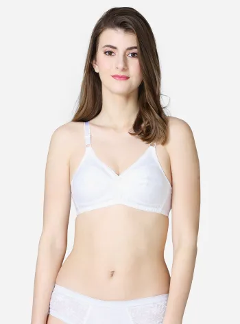 Full coverage seamed plus size bra with centre stretch panel.