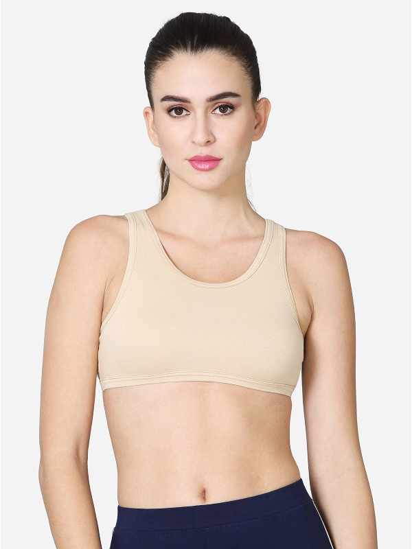 Exerin Womens Padded Strappy Sports Bra Front Mesh India