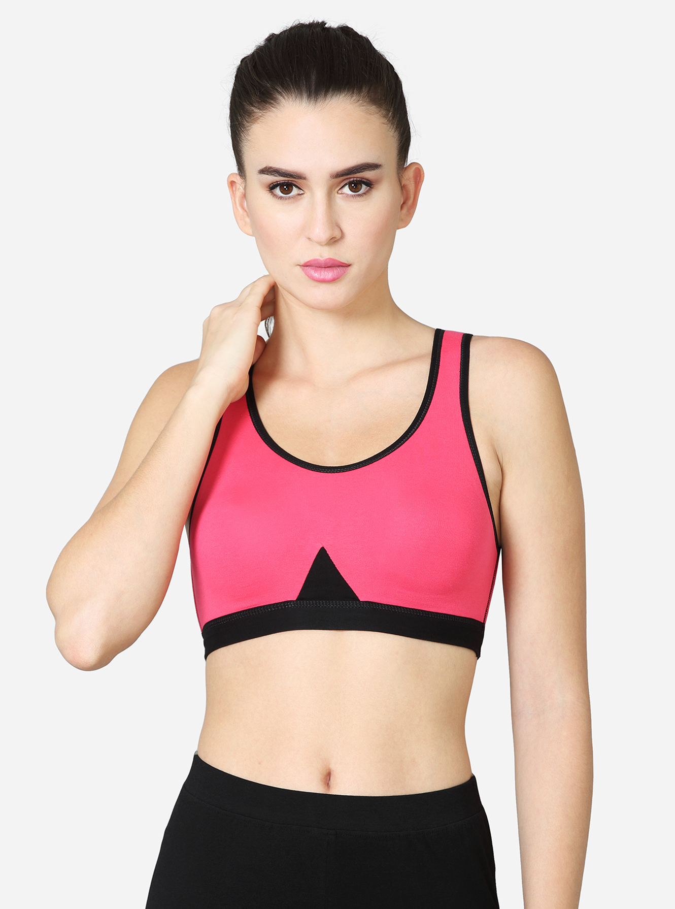 Low impact non padded pull over sports bra