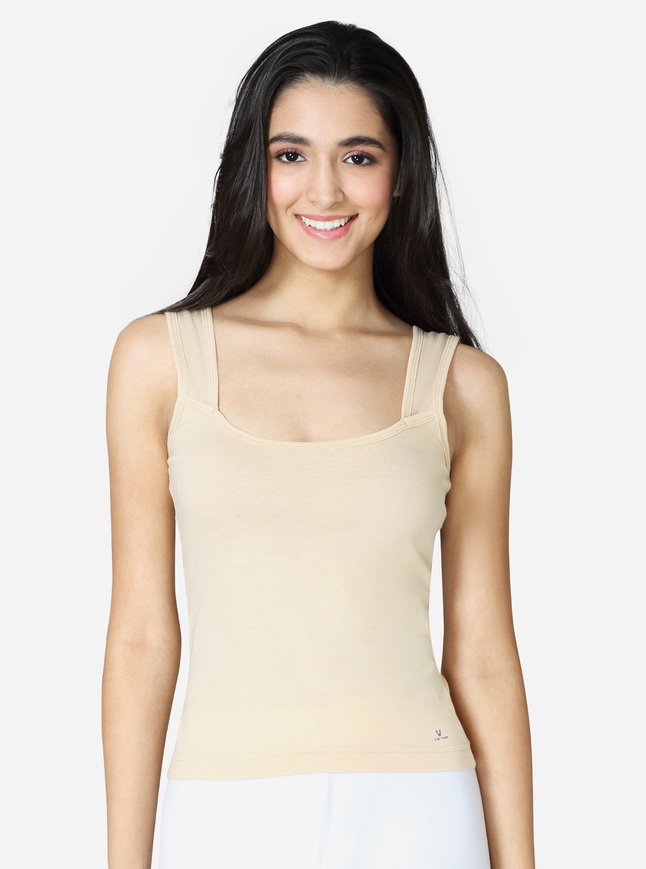 Short length camisole with deep neckline & contoured armhole