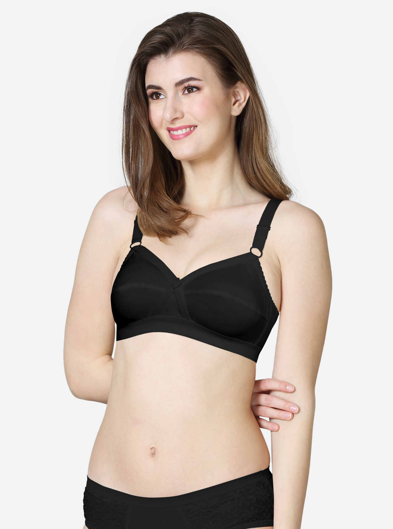 Buy Full coverage plus size cross over bra - Black Online - Vstar