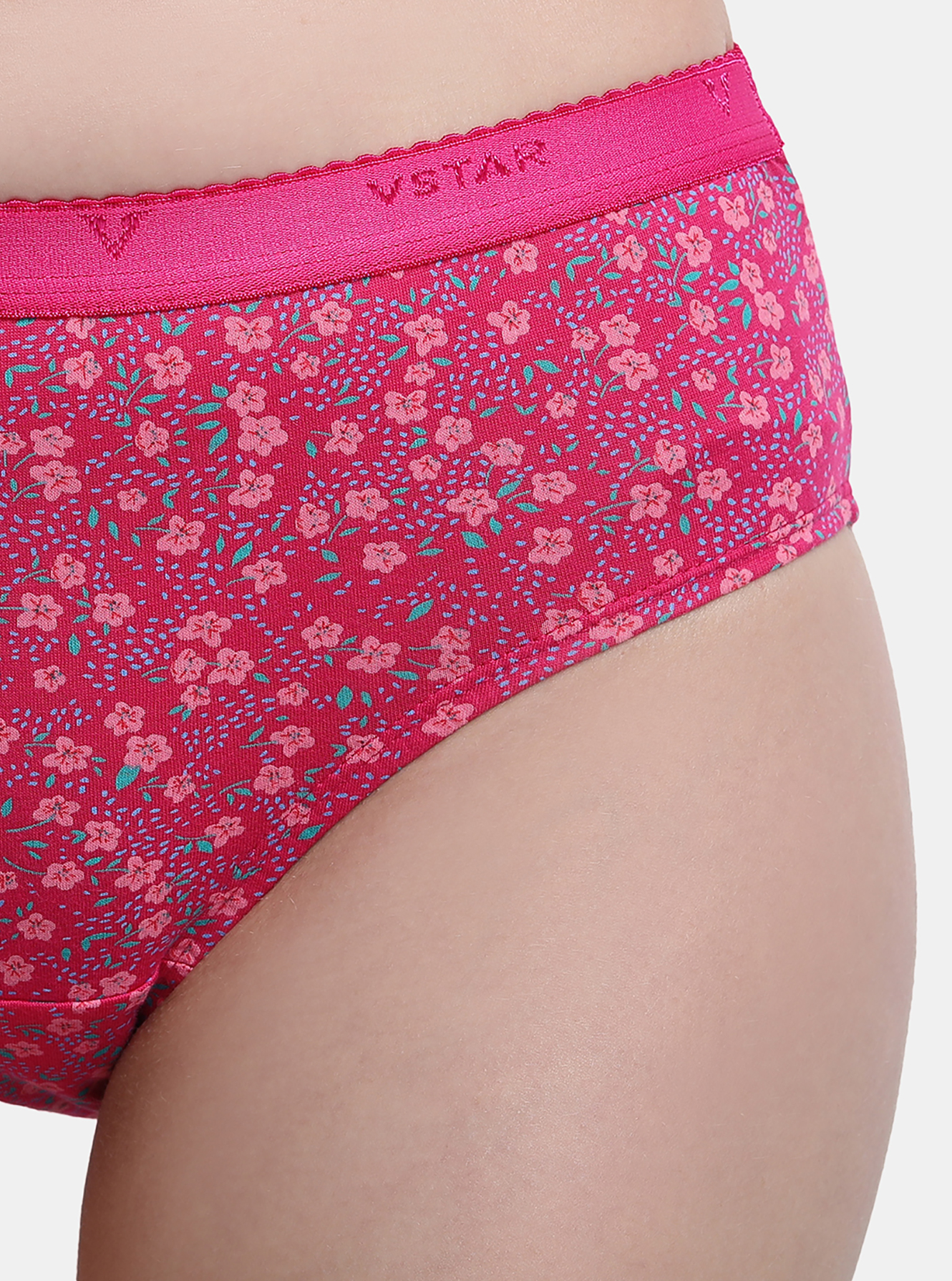 Buy Printed hipster cut panty with contast waistband - Multi Color