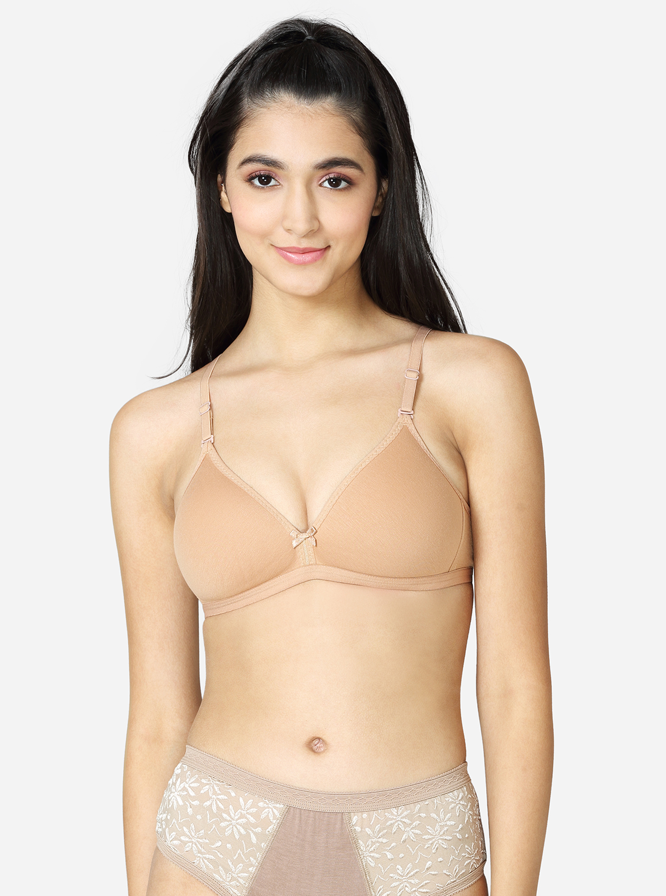 Buy VSTAR Poly Spandex Solid Padded Wire Free Bra Skin Color at