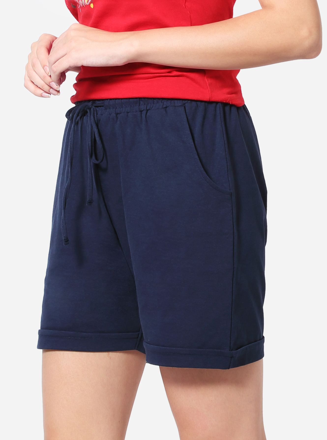 Relaxed fit active shorts with adjustable drawstrings and