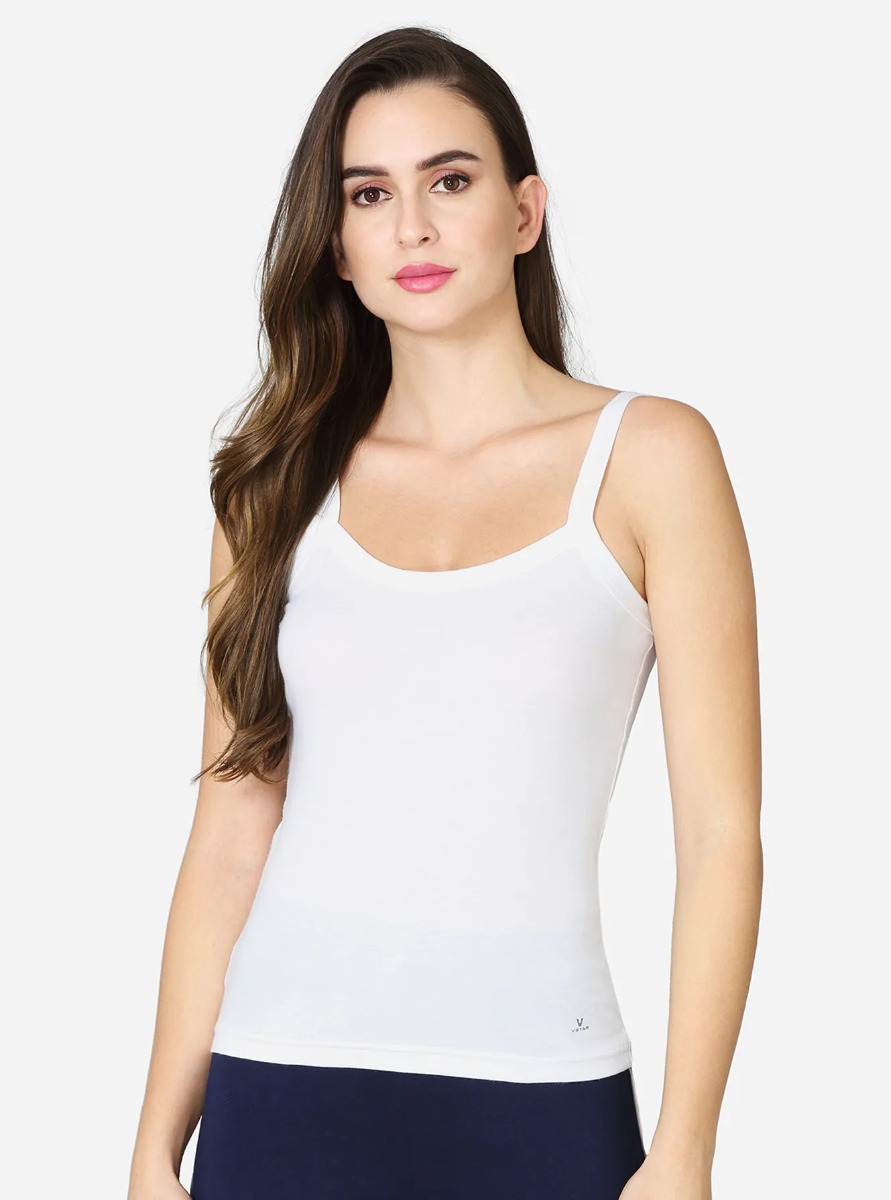 Women's V-Neck Adjustable Strap Modal Camisole Tank Top with Built in Bra 